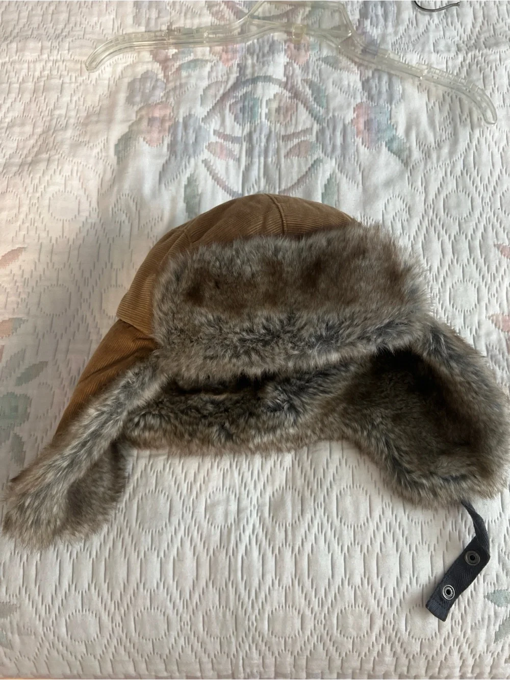 Columbia Brown Corduroy Faux-Fur Trapper Hat Kids Size L/XL